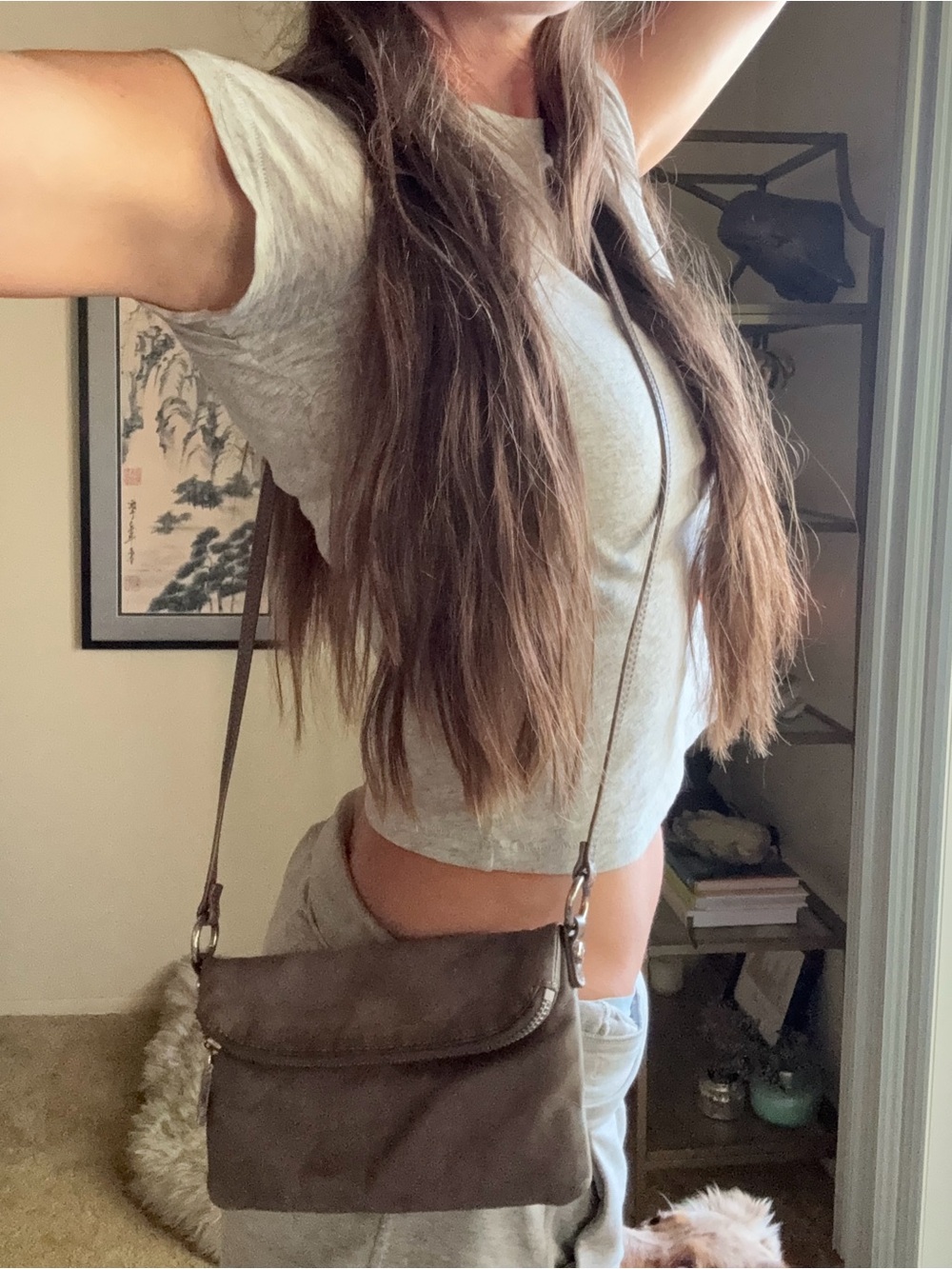 HOBO Gray Leather Crossbody Bag